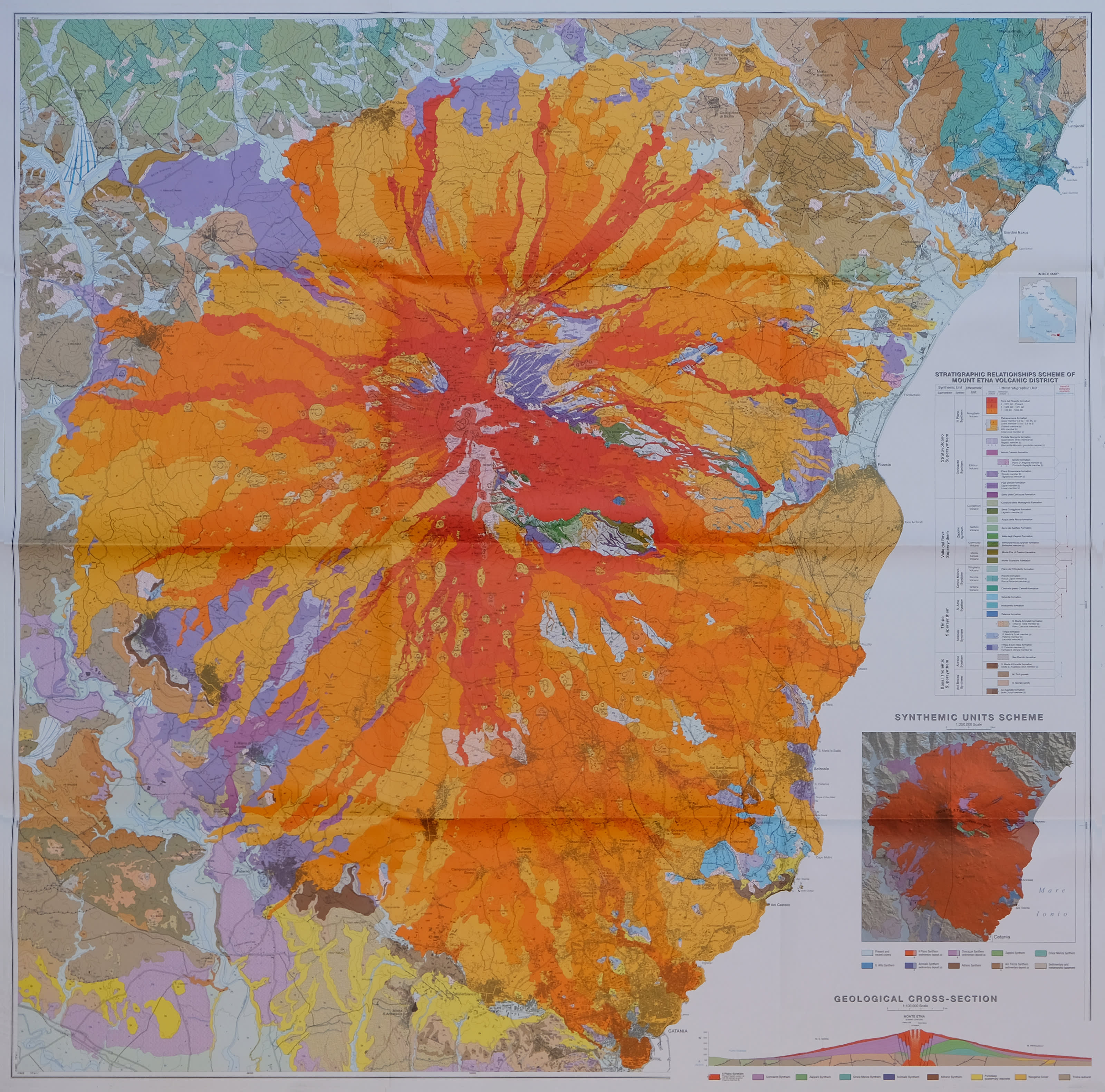 Detailed mapping of lava flows across different years.