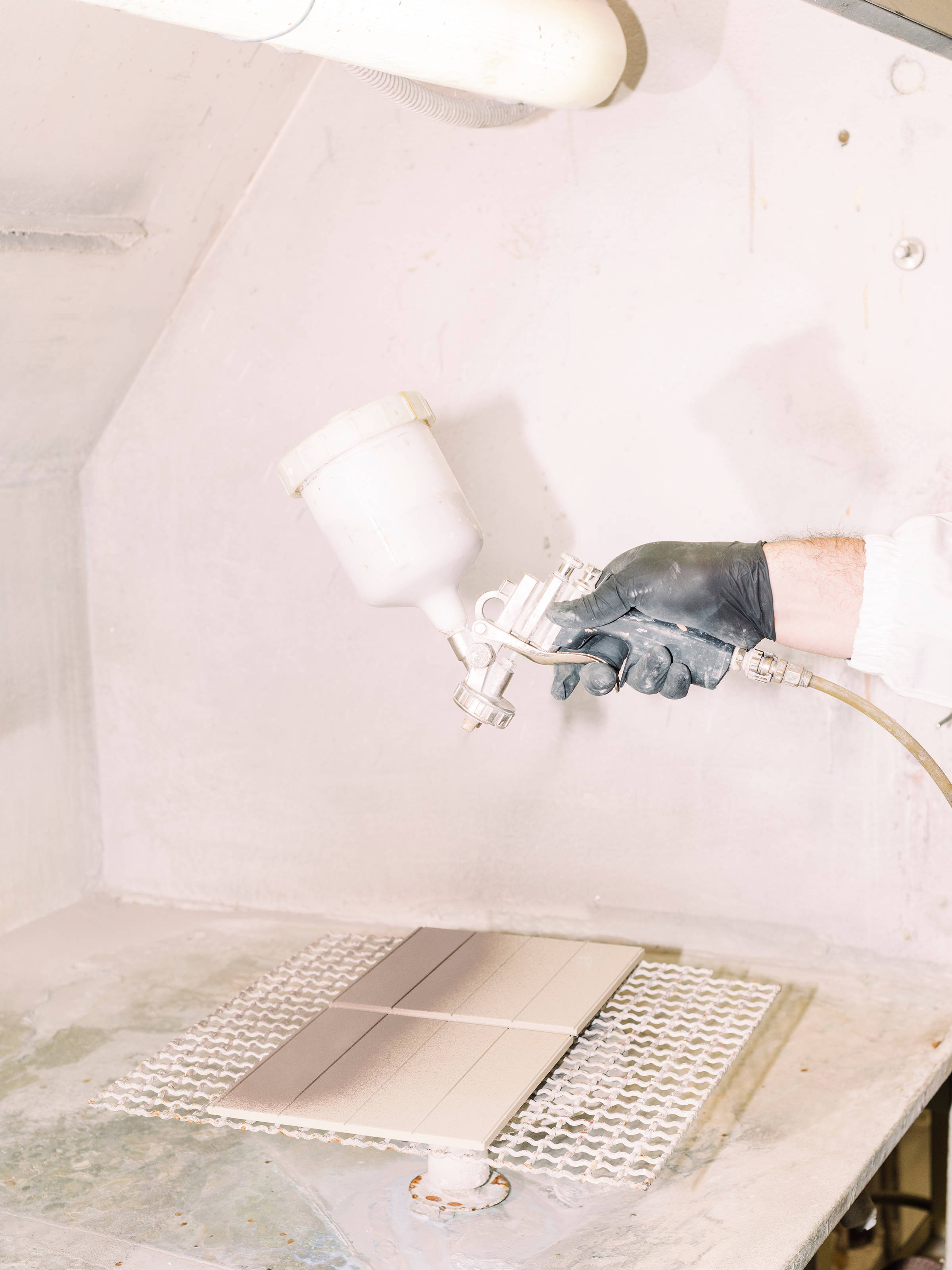 Glazes are applied through a spray application. 
