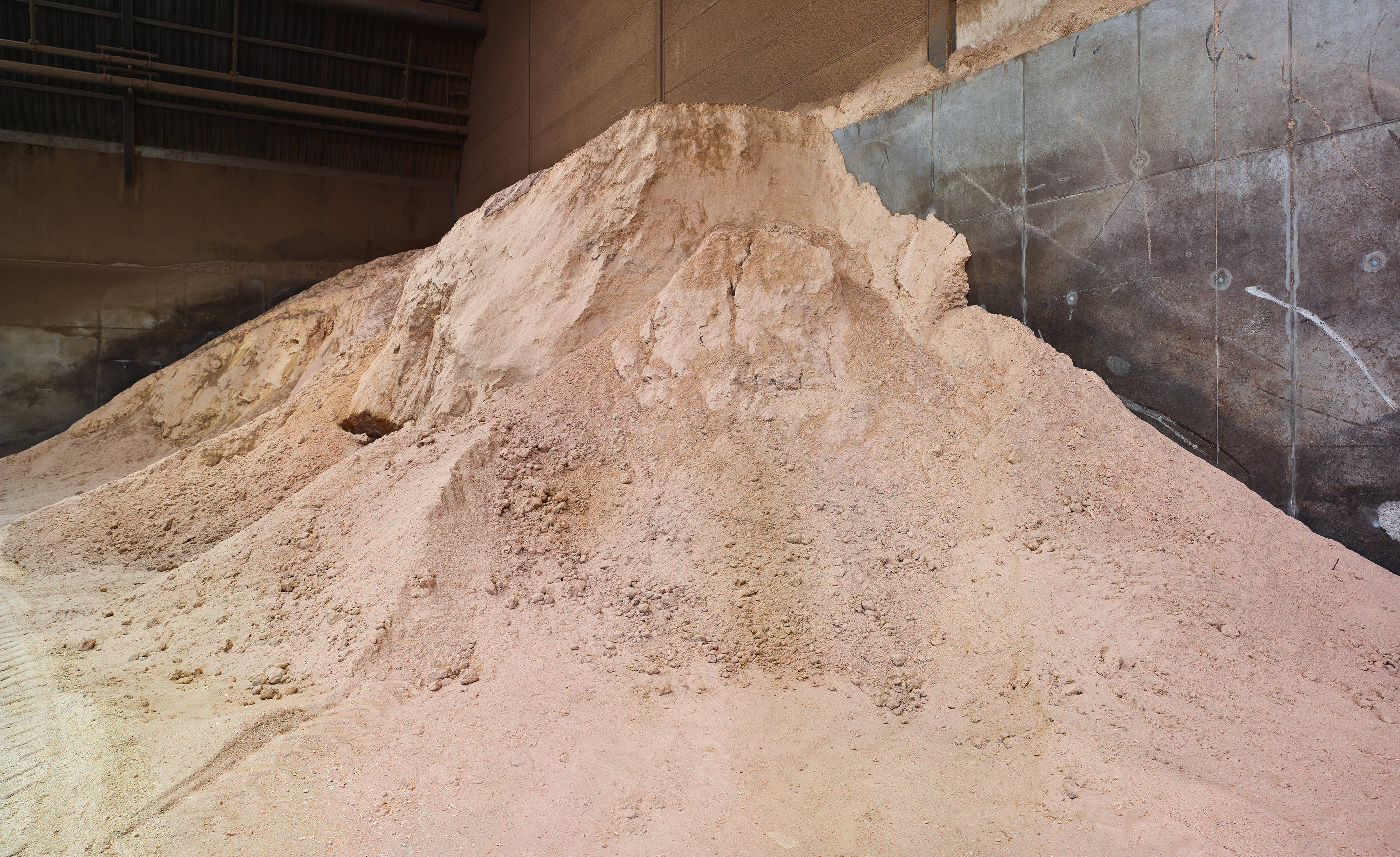 Wood dust piles from a local Dutch woodworking company.