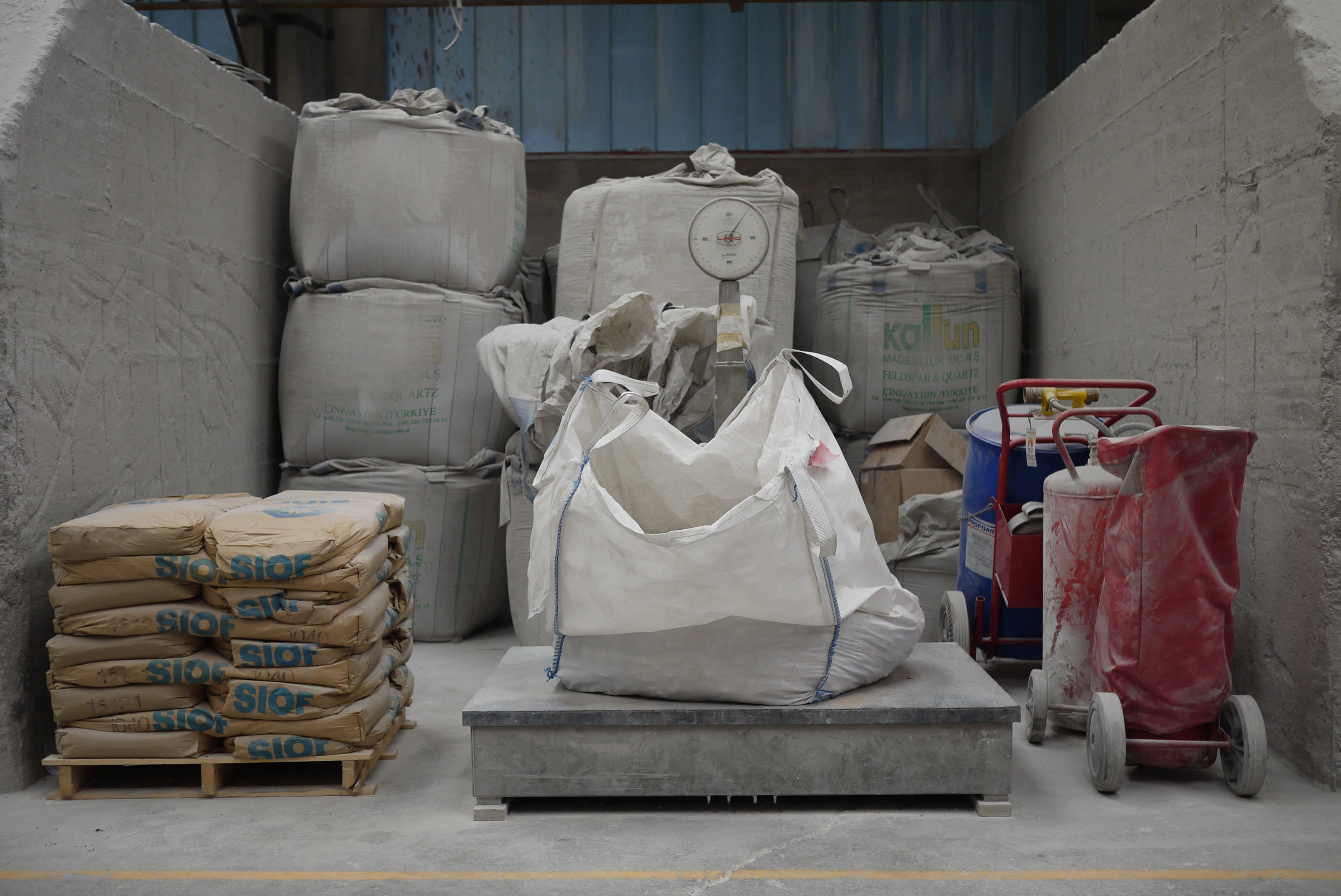 Weighing the ingredients that go into a block production.