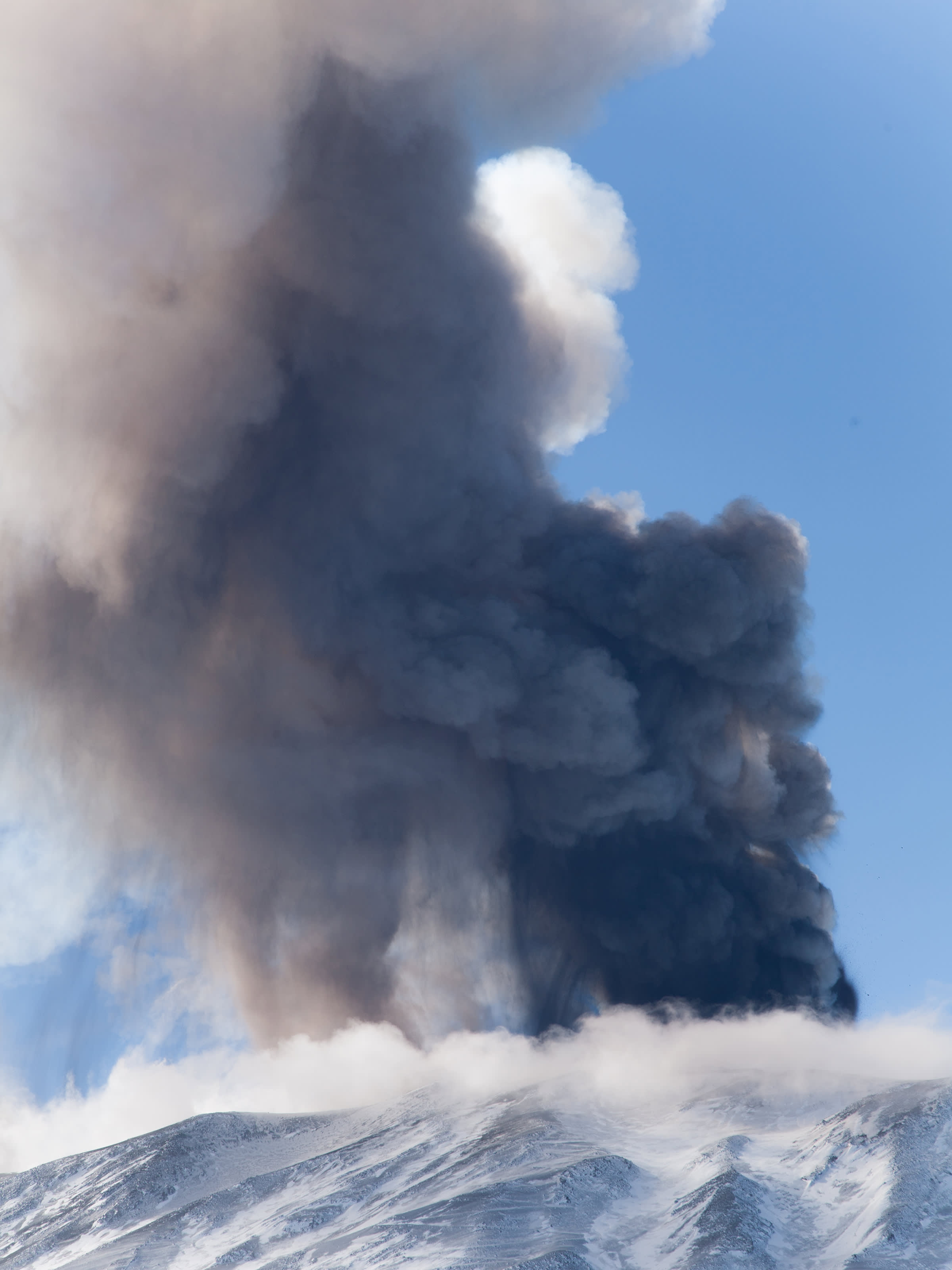 Volcanic eruption during a visit to mount Etna. 