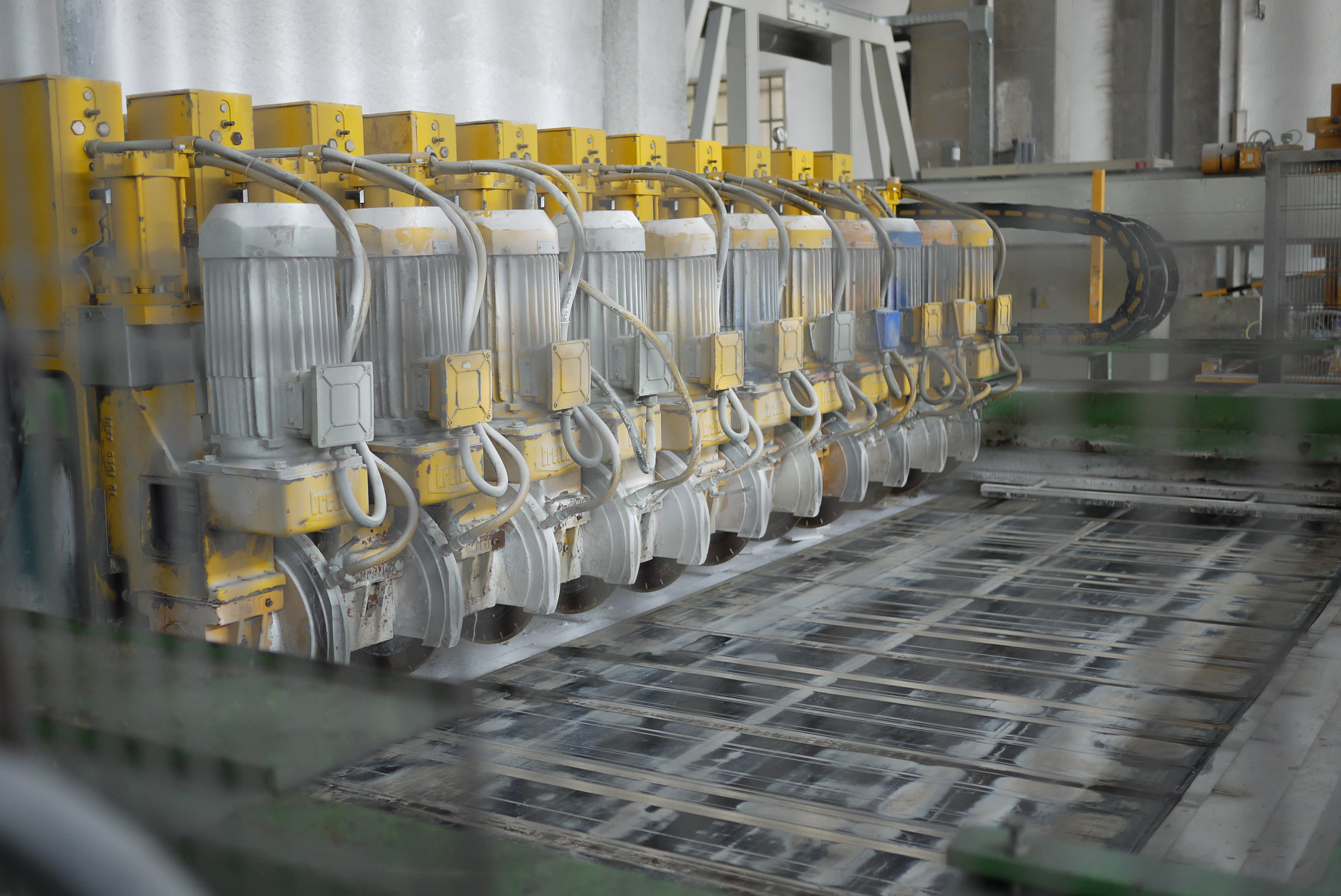 Tile cutting process.